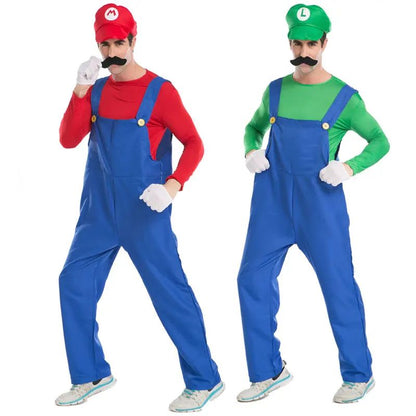 Halloween Carnival adult Men Funy Super game Cosplay Costume Luigi Bros Plumber Christmas Fancy Dress