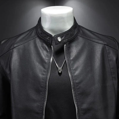 Leather Men's Jacket Spring and Autumn Casual Motorcycle Armored Jacket Black Motorcycle PU Leather Jacket Men's Clothing M-5XL