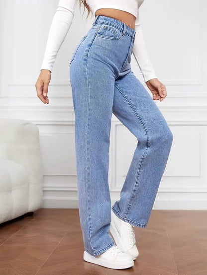 2000s Jeans Women High Waist Wide Leg Straight Y2K Jean Women's Loose Fit Denim Trousers Comfortable Plus Size Casual Pants