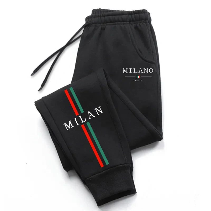 Calças Jogger Masculinas com Estampa da Cidade de Milão, Venda Quente 2025, de Alta Qualidade, Outono Inverno, Casuais, Esportivas, para Corrida ao Ar Livre