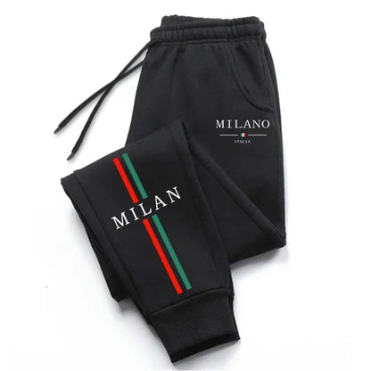 Calças Jogger Masculinas com Estampa da Cidade de Milão, Venda Quente 2025, de Alta Qualidade, Outono Inverno, Casuais, Esportivas, para Corrida ao Ar Livre