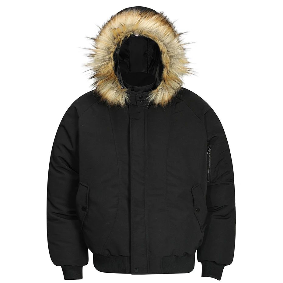 ?Mirrordust?Men Winter Jackets Thicken Warm Parkas Coat Vintage Fur Collar Padded Jackets Casual Loose Jackets Outwear