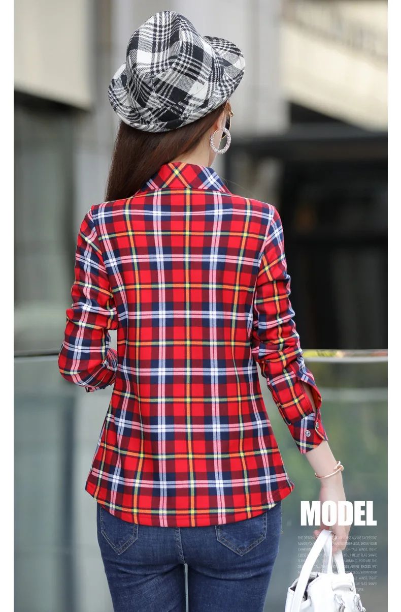 Thickened Fleece Women's Casual Shirt Korean Style All-Match Slim Fit Warm Plaid Elastic Large Size Button down Coat