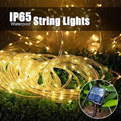 LED Solar Strip Rope Tube Fairy Light Solar Powered Garland String Light Christmas Decor for Outdoor Garden Lawn Tree Yard Fence