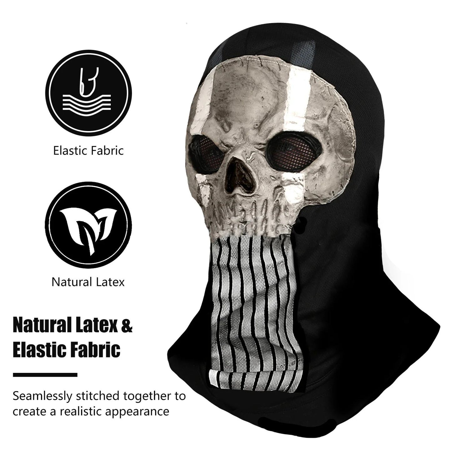 Ghost Skull Head Mask Latex Cod Skeleton Modern Warfare Scary Halloween Cosplay Props Toys for Teen Men Party Decoration