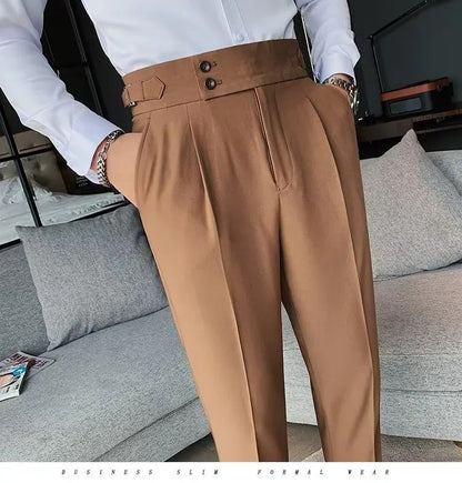 Calça Masculina Nadir Coffee Color Clássica Estilosa Paris Botão Prega Única Emagrece Suaviza Sua Silhueta Calça Social Casual