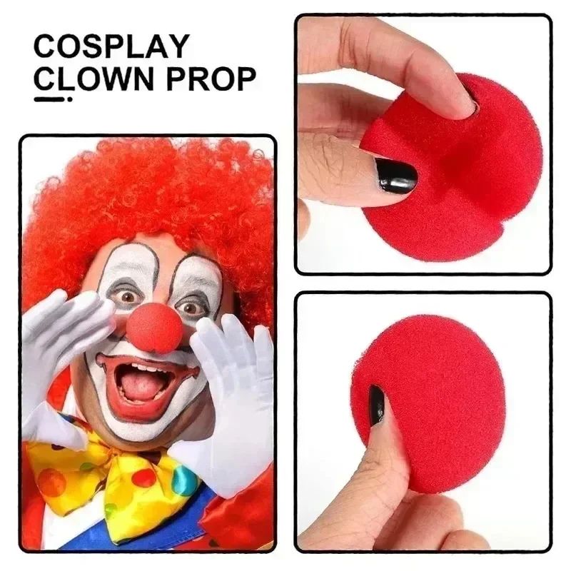 200/1PCS Red Funny Clown Nose Foam Sponge Ball Nose Cosplay Costume Make Up Props Circus Halloween Party Decoration Supplies