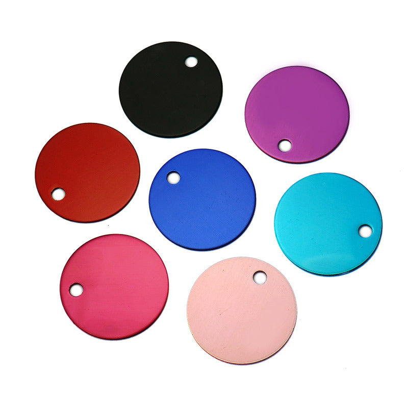 Wholesale 100Pcs Round Tags Dog Pet Id Tags Aluminum Anodizing NamePlate Engraved Dog Number ID Tag Card Charm Personalized