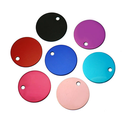 Wholesale 100Pcs Round Tags Dog Pet Id Tags Aluminum Anodizing NamePlate Engraved Dog Number ID Tag Card Charm Personalized
