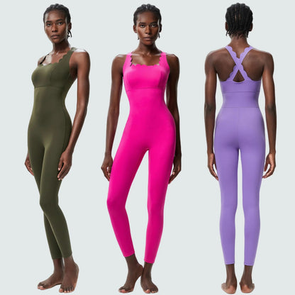 One-Piece Yoga Jumpsuit Women Gym Running Suit Super Soft Slim Fit Fitness Onesie Breathable High Stretch Workout Clothes Tights