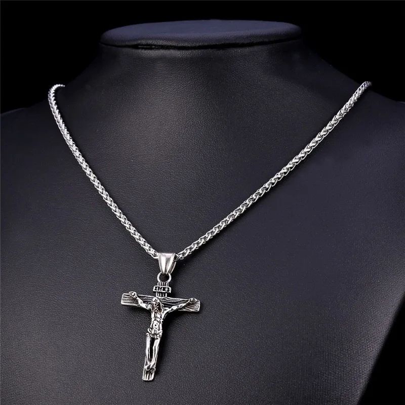 Novo Colar Religioso de Cruz de Jesus para Homens, Pingente de Cruz Banhado a Ouro da Moda com Corrente, Joias de Presente para Homens e Mulheres