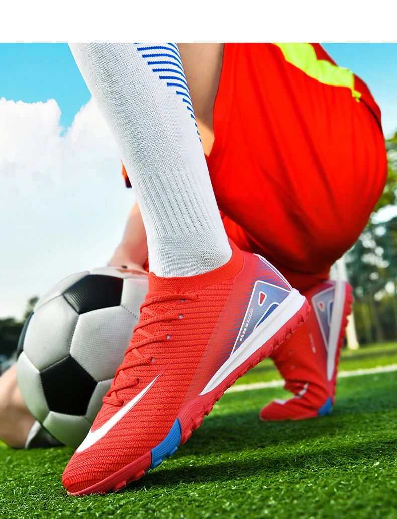 New Men Football Boots Cleats Long Spikes Outdoor Sport Soccer Shoes Adult Training Boys Non Slip Breathable Match Comfortable