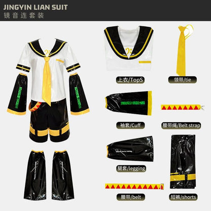 Just Saiyan2025  Kagaminee Rin/Len Cosplay with Ears Collab Series: Kagaminee Rin Len Cosplay Top Shorts Costumes Cosplay Outfit