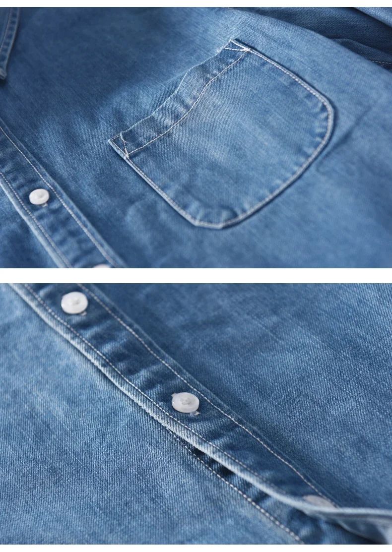100% Cotton Autumn New Long-sleeved Denim Shirt Men Fashion Casual High Street Male Clothes Top Classic Light Blue Black Gray