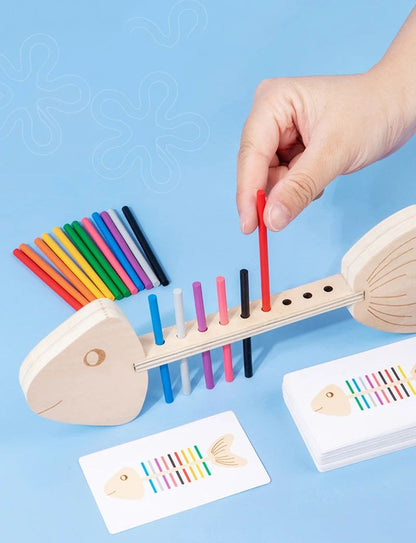 Montessori Fish Bone Matching Puzzle Toy Color Classification and Sensory Matching Game Children's Growth Gift Toy