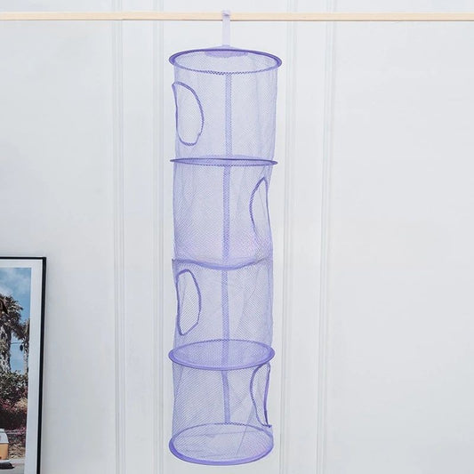 4-Layer Hanging Mesh Toy Storage Bag Foldable Organizing Mesh Suitable for Storing Toys Gloves Hats Socks and Other Items