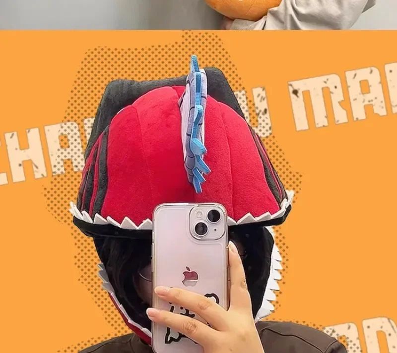Anime Chainsaw Man Mask Headgear Denji Cosplay Accessories Pochita Caps Half Face Mask Masquerade Halloween Party Custom Prop