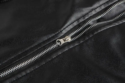 Slim Fit Casual Biker Jacket Men's Spring Outerwear Fashionable Collar Zipper Leather Jacket Motorcycle Style Male Coat