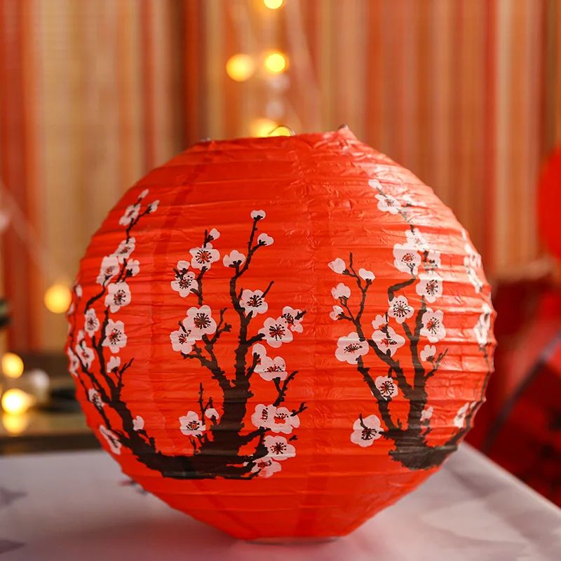 12Inch Printed Flower Round Chinese Paper Lanterns Birthday Wedding Decor Craft DIY Festival Lantern Party Supplies