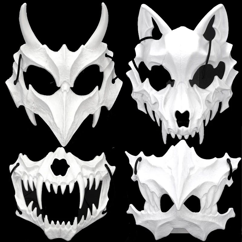 Skull Party Mask Demon Werewolf Tigers Skull Half Face Cover Mask Halloween Dance Prom Cosplay Costume Mask Prop