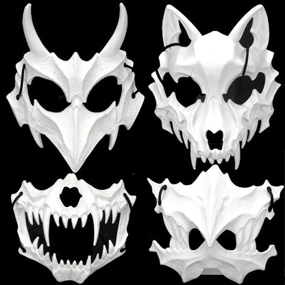 Skull Party Mask Demon Werewolf Tigers Skull Half Face Cover Mask Halloween Dance Prom Cosplay Costume Mask Prop