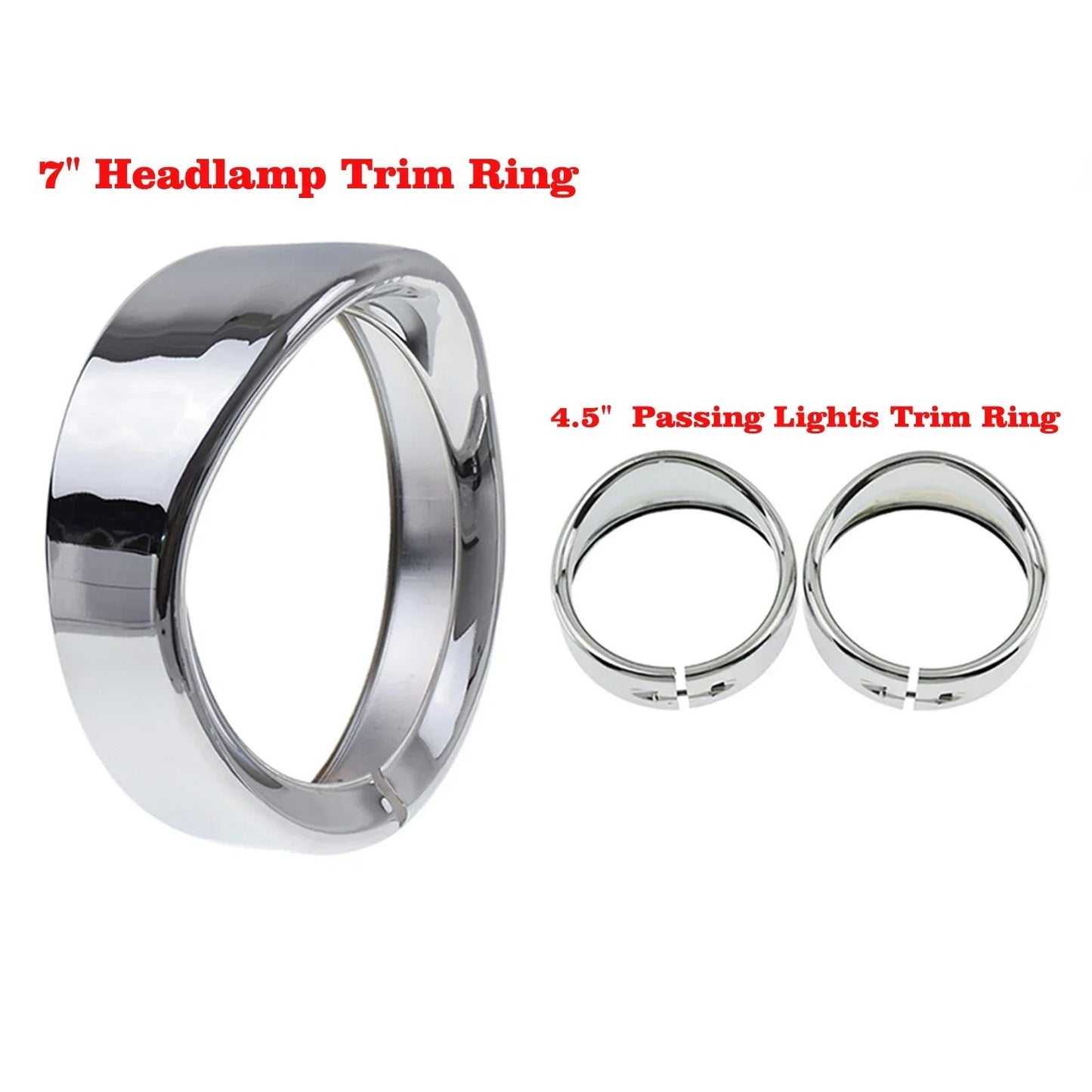 Anel de Acabamento Cromado do Farol de 7'' para Motocicleta + Capa de Luz de Neblina de 4,5'' + Anel de Acabamento do Sinal de Direção Estilo Viseira para Harley Touring FLH Softail