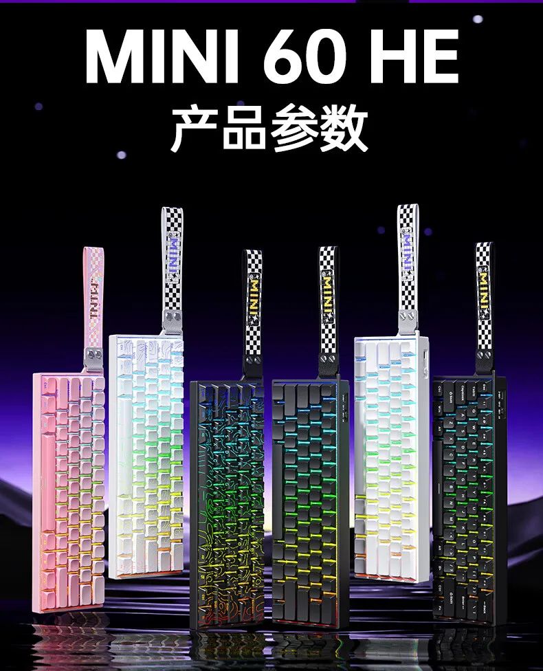 AULA Mini60 HE Magnetic Switch Teclado RGB Tri Mode Sem Fio Teclado Mecânico 8000Hz 0.01mmRT Teclado Gamer Presentes para Gamers