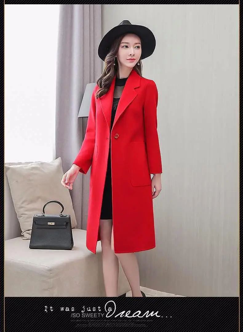 Fashionable Woolen Coat Women's Stylish Meticulous Korean Version Medium Length Autumn Winter New Style Polyester Fiber