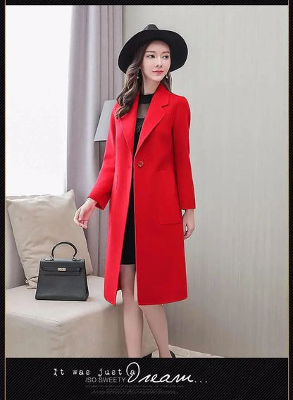 Fashionable Woolen Coat Women's Stylish Meticulous Korean Version Medium Length Autumn Winter New Style Polyester Fiber