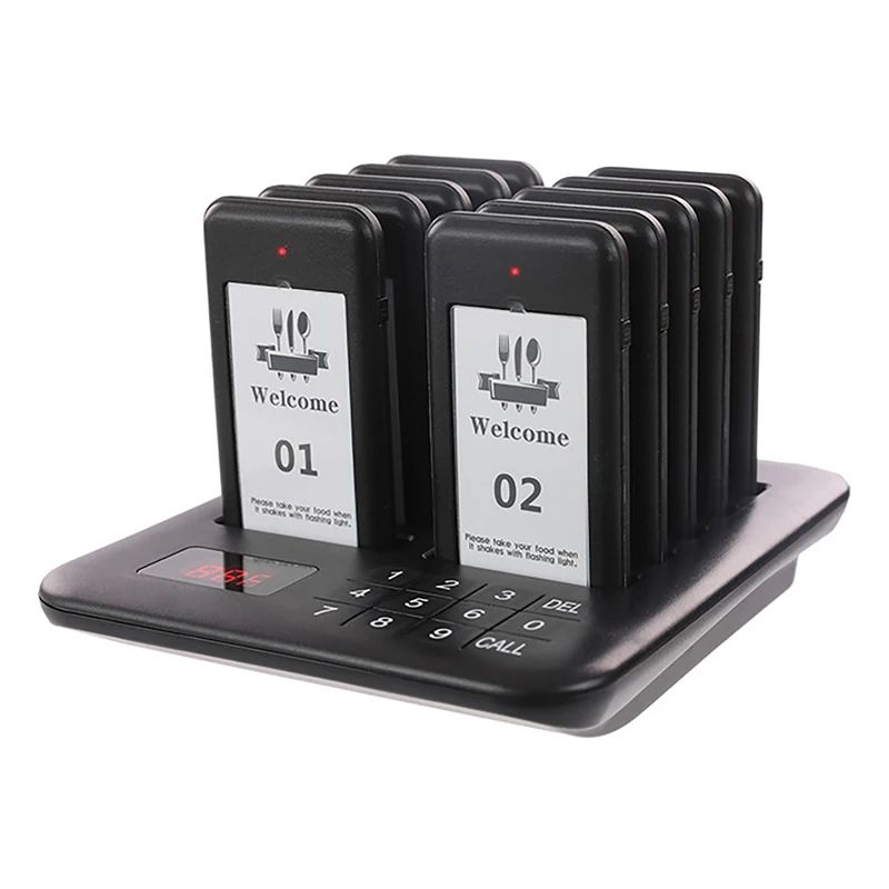 Wireless Restaurant Pagers Calling System 24 Coasters Buzzer Vibrator Bell Receivers For Food Truck Bar Coffee Fast Food Hotel