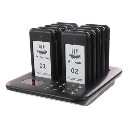 Wireless Restaurant Pagers Calling System 24 Coasters Buzzer Vibrator Bell Receivers For Food Truck Bar Coffee Fast Food Hotel
