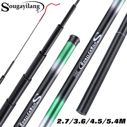 Vara de Pesca de Carpa Sougayilang 2.7/3.6/4.5/5.4M Portátil Ultraleve Telescópica Arrasto Máx. 5Kg Ferramentas de Pesca