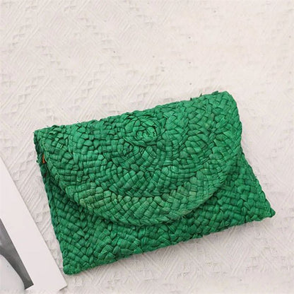 Corn Husk Weave Dinner Clutch Bag Women's Fashion Simple Solid Straw Large Purse Woman Summer Casual Vacation Ladies Wallet 2024