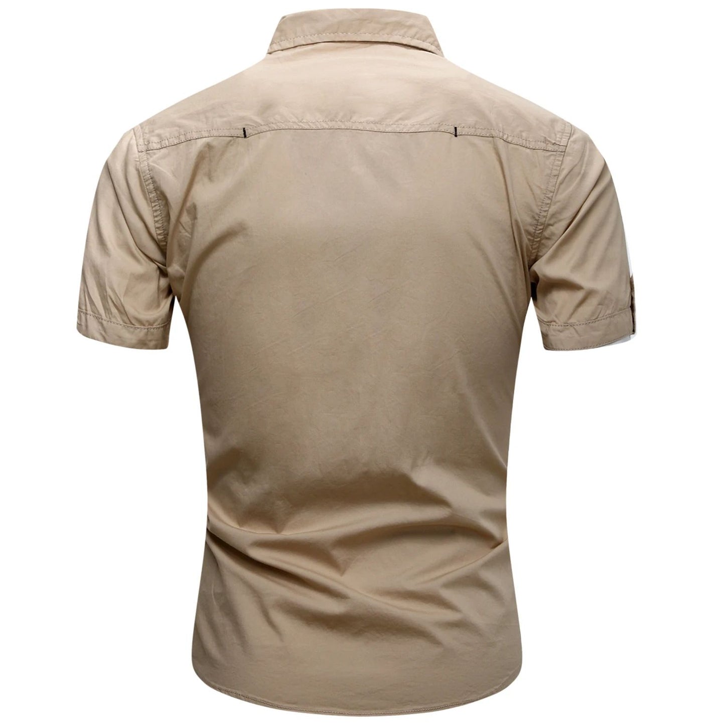 Euro Size White Short Sleeve Men's Uniform Shirt Safari Shirt Summer Casual 100% Cotton Cargo Outdoor Pocket Work Shirts for Men