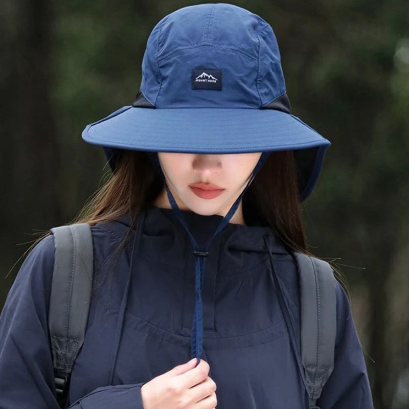 1Pc Wide Brim Bucket Hat with Neck Flap Waterproof & Quick-drying Panama Caps for Women Men Fishing Camping Hiking Autumn Travel