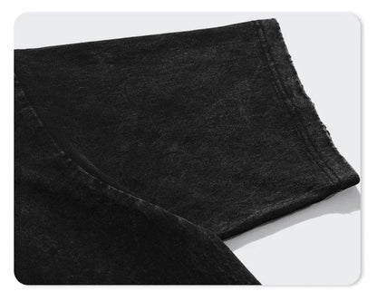 Spider Cat Graphic Printed T-Shirt High Street Streetwear T Shirt Vintage Washed Loose Oversize Tshirt Fashion Cotton Men Tees