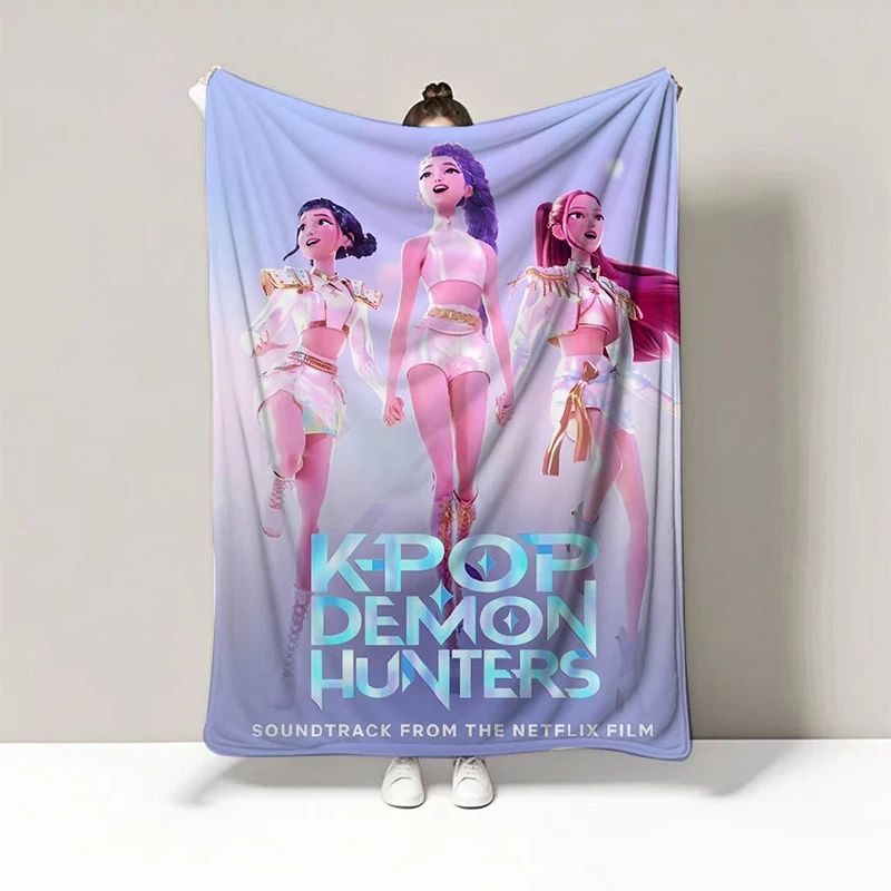 Cute Kpop Demon Hunter Blanket,kpop Fun Gift,cozy K-pop Demon Hunters Huntrix Blanket,anime Inspired, Huntrix Inspired Blanket