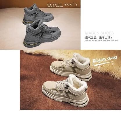 Winter Men's Boots Warm Plush Snow Boots Warm Comfortable Anti Slip Outdoor Short Boots Lace Up Non-slip Men Shoes Zapatos