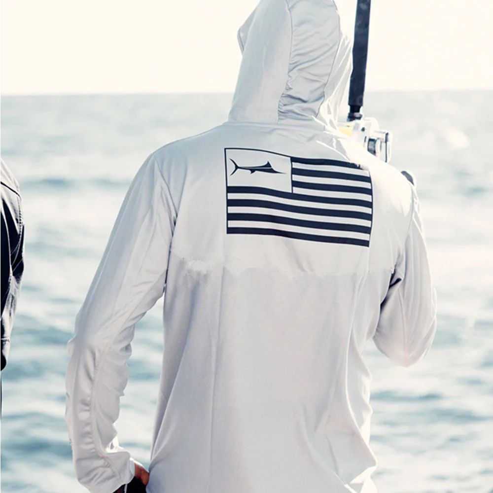 Camisas de Pesca de Manga Longa com Capuz Masculinas BILLFISH Gear Blusas Para Pesca Roupa de Desempenho para Pesca Camisa de Pesca UV Manga Longa