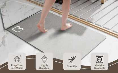Tapete de Banho de Pedra Diatomácea Tapete de Banho de Terra Diatomácea Super Absorvente Antiderrapante 3,5MM de Espessura Tapete de Banho para Chão de Banheira