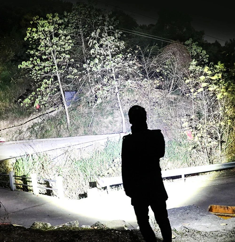 Powerful XHP50 LED Flashlight Waterproof Torch With Side Light 7 Modes Camping Fishing Lantern Type C Rechargeable Zoom Lamp