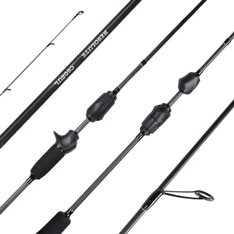 Vara de Pesca Mavllos Resolute Light BFS para Arremesso, Isca 0.8-7g, Linha 2-6lb, Ponta Sólida Rápida, 4 Seções, Carbono, para Pesca de Robalo e Spinning