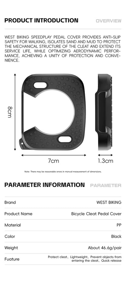 WEST BIKING Bicycle Cleats Pedal Cover Quick Release Road Bike Pedal Cleats Self-locking Cycling Pedal Cleat For Speedplay Zero