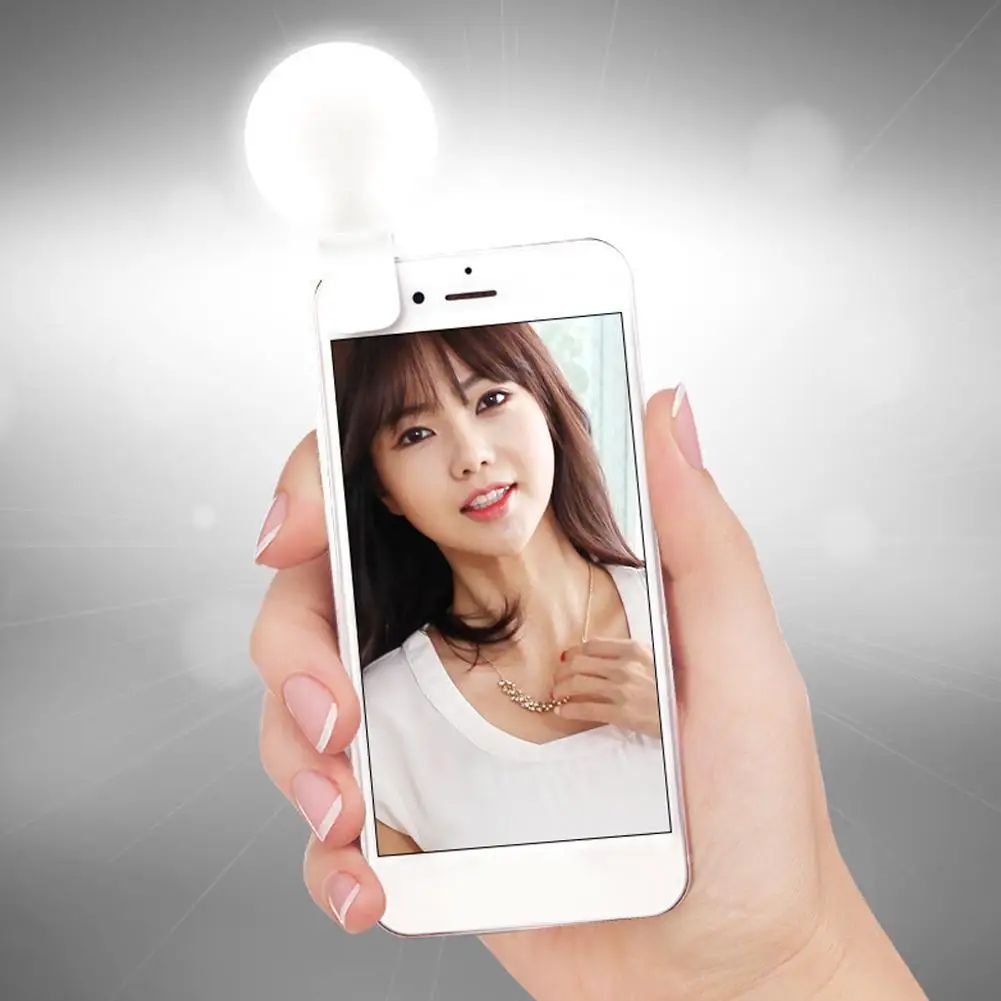 Luz de Anel LED para Celular Portátil Mini Durável Prática com Três Níveis de Brilho Fotografia em Círculo Clipe de Luz de Preenchimento