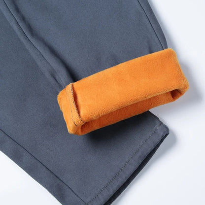 Winter Men Korean Fashion Straight Leg Pants Winter Snow Warm Thermal Thicken Casual Pants New Fleece Slim Fit Business Trousers