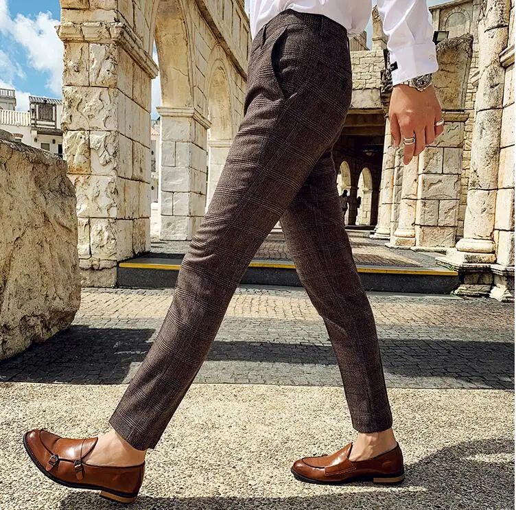 Dark Blue Men's Suit Three Piece, Business Casual Jacket and Vest with Trousers, Gray Dark Brown Slim Fit Sets, Asian Size