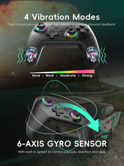 Wireless Pro Gamepad Joystick for Switch 2 / OLED / Lite, Bluetooth Controller with Turbo, Dual Vibration & 1000mAh Battery