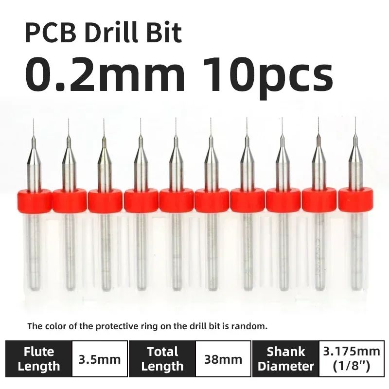 Broca PCB 10pcs Conjunto de Brocas Micro Diâmetro de Aço Tungstênio 1/8" Cabo Fixo Mini Broca CNC 0.1-3.175mm