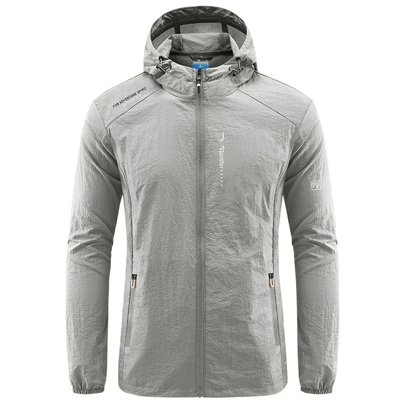 Men's UPF 50+ UV Protection Windbreaker Quick Dry Jacket Outdoor Sun-Protective Thin Hiking Fishing Cycling Hooded Sport Light