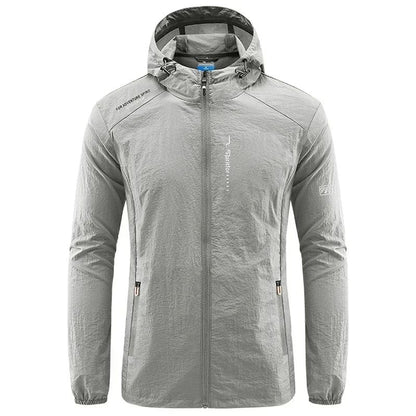 Men's UPF 50+ UV Protection Windbreaker Quick Dry Jacket Outdoor Sun-Protective Thin Hiking Fishing Cycling Hooded Sport Light